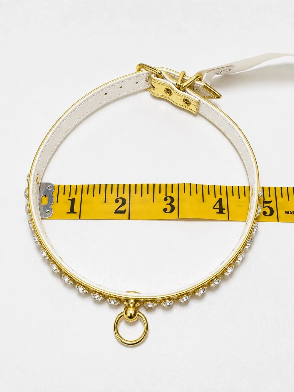 Gold Rhinestone Embellished Dog Collar | Size 16